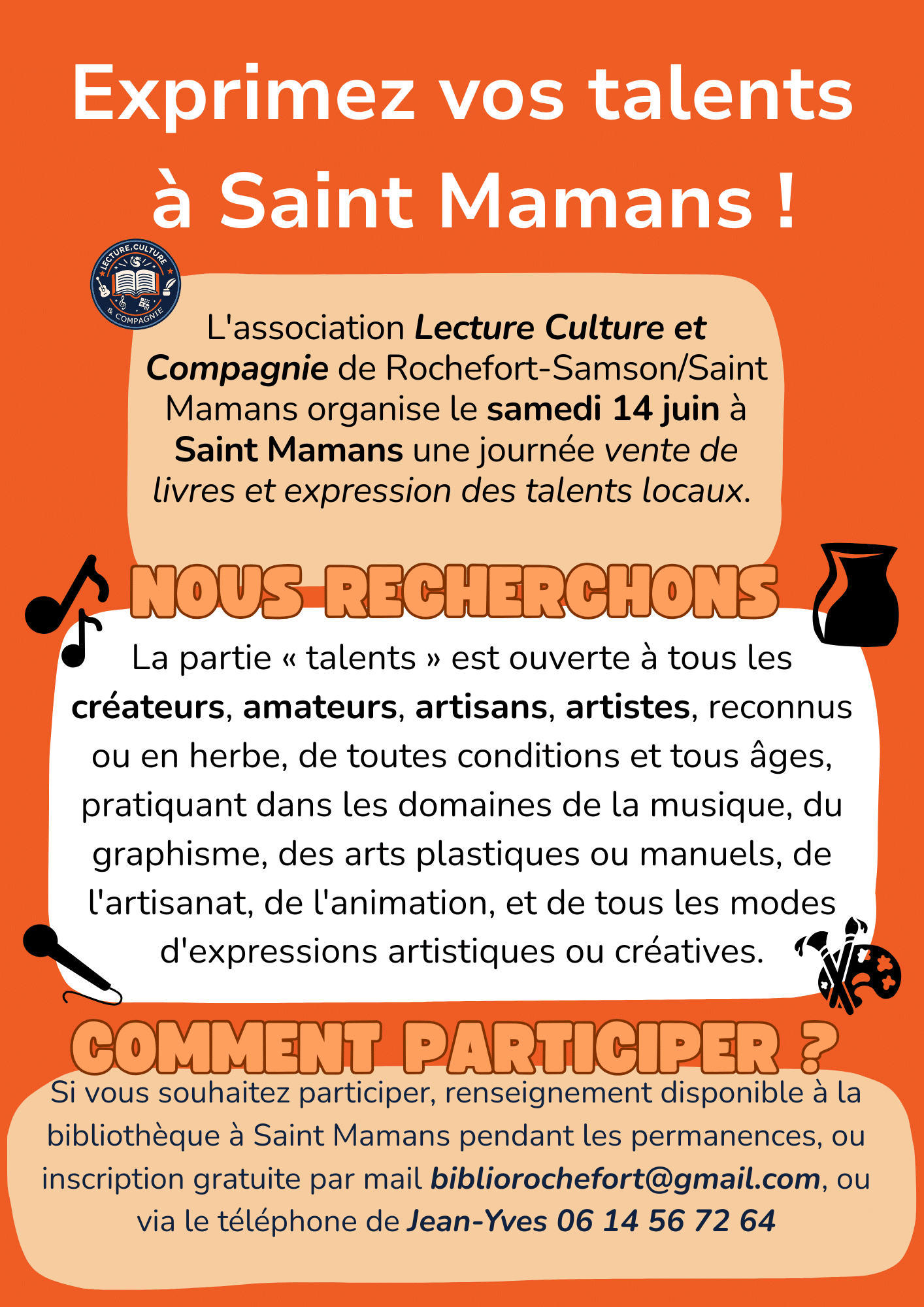 Vente de livres et expression des talents locaux – 14 juin 2025