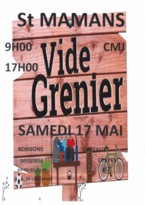 Affiche du vide grenier à Saint Mamans le 17 mai